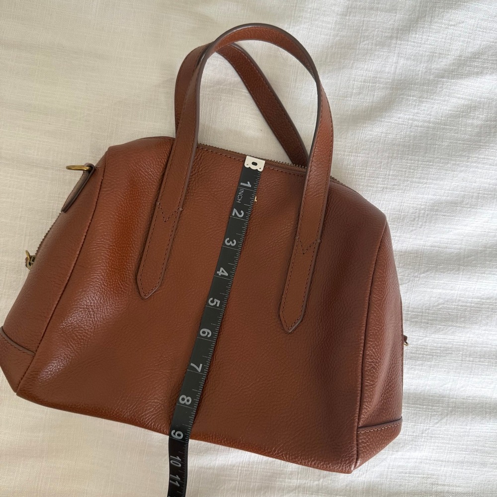 Fossil Sydney Satchel Brown Pebbled Leather Top Handle Bag SHB1032210 - Picture 9 of 9